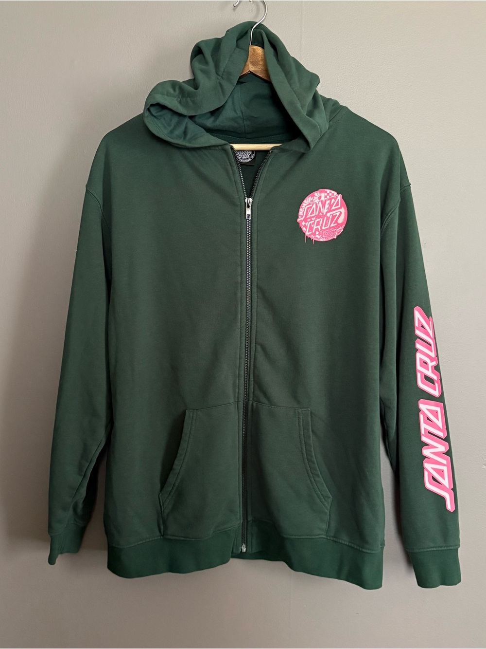 Santa Cruz Skateboards Forest Green Zip Hoodie Size XL
